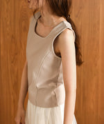SQUARE NECK TUCK DESIGN TANK TOP