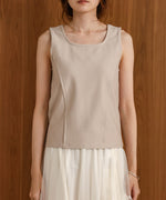 SQUARE NECK TUCK DESIGN TANK TOP