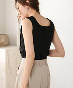 SQUARE NECK TUCK DESIGN TANK TOP