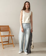 SQUARE NECK TUCK DESIGN TANK TOP