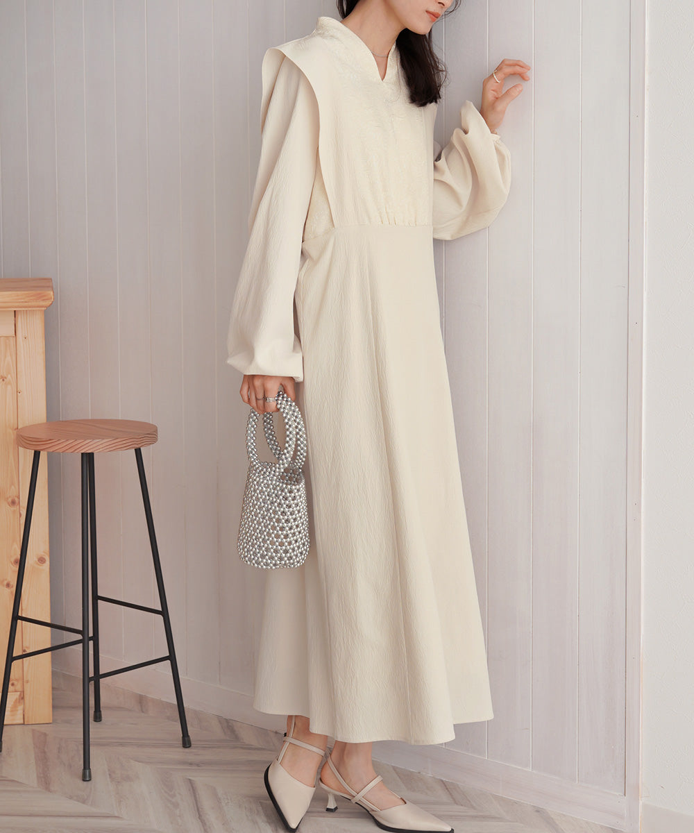 KEY NECK JACQUARD ONEPIECE