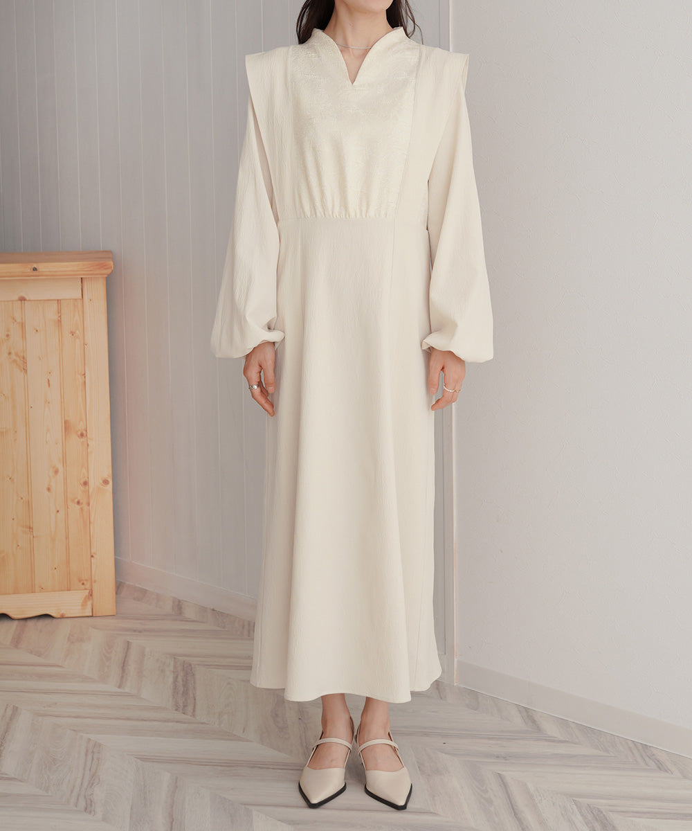 KEY NECK JACQUARD ONEPIECE