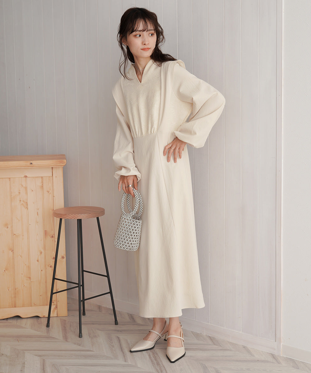 KEY NECK JACQUARD ONEPIECE