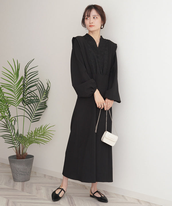 KEY NECK JACQUARD ONEPIECE