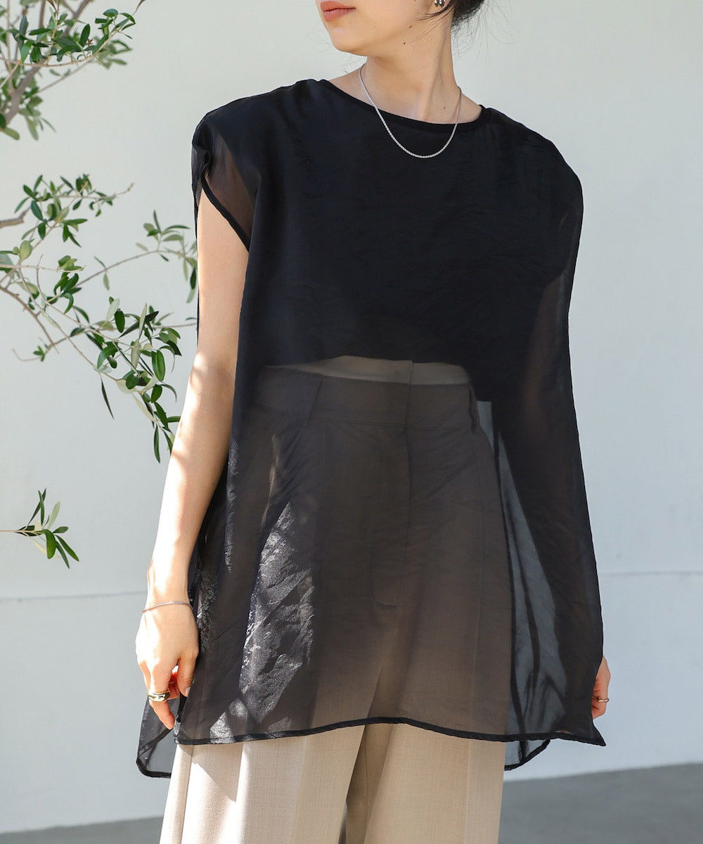 sheer layered nosleeve tops