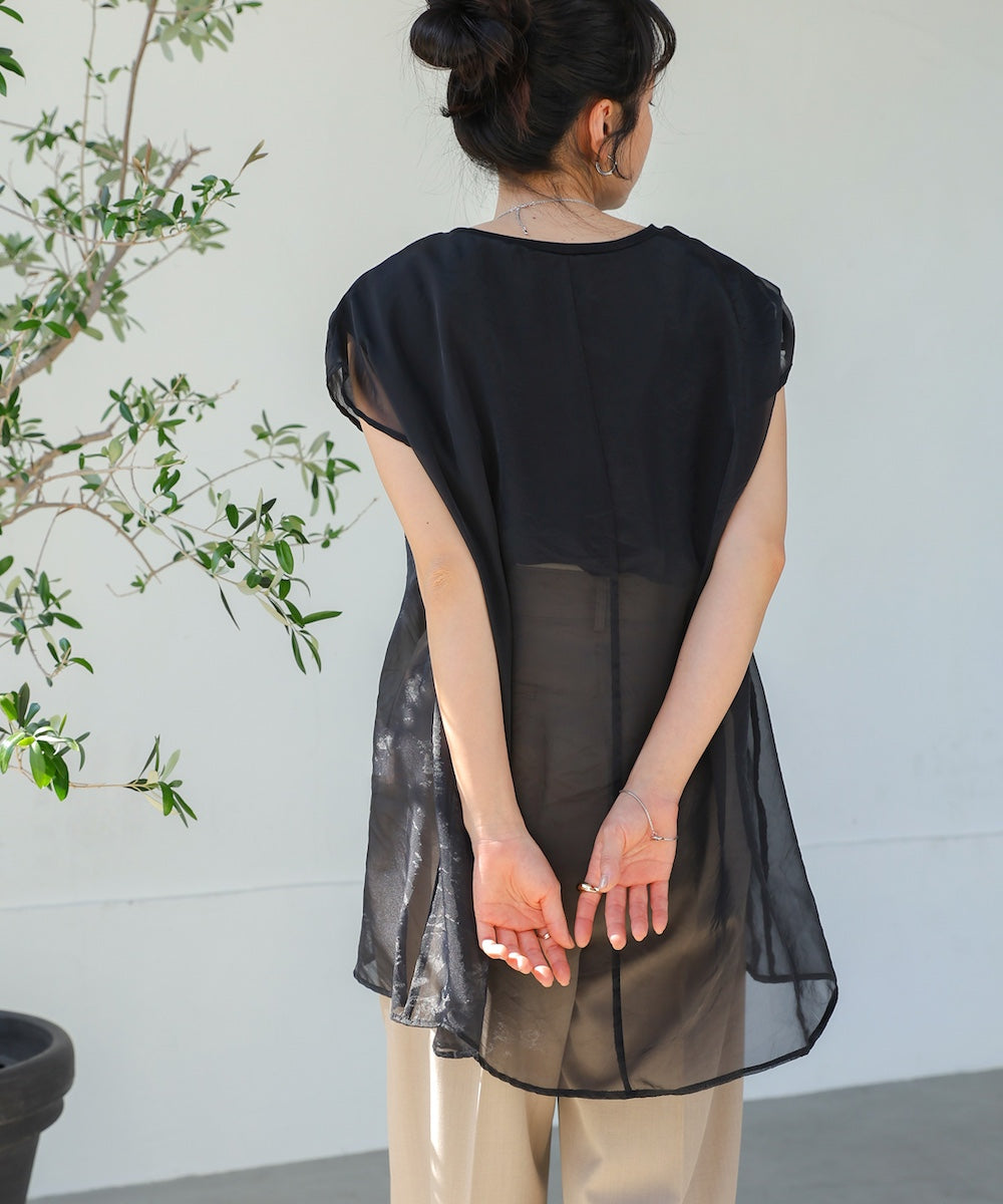 sheer layered nosleeve tops