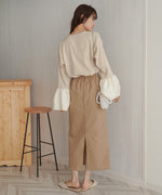 SLEEVE FLARE JACQUARD BLOUSE