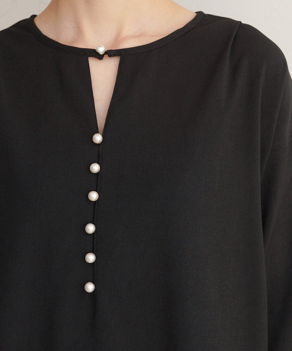 SLEEVE FLARE JACQUARD BLOUSE