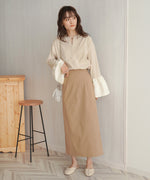 SLEEVE FLARE JACQUARD BLOUSE