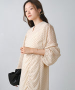 SHEER DOT GATHERED SLIT ONEPIECE