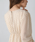 SHEER DOT GATHERED SLIT ONEPIECE