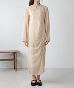 SHEER DOT GATHERED SLIT ONEPIECE