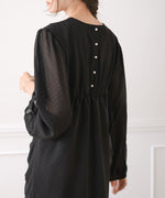 SHEER DOT GATHERED SLIT ONEPIECE