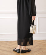 SHEER DOT GATHERED SLIT ONEPIECE