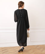 SHEER DOT GATHERED SLIT ONEPIECE