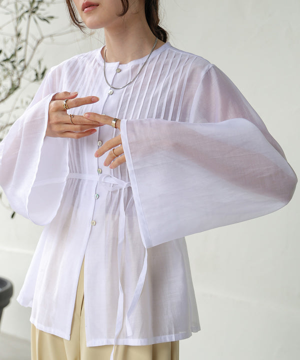 PINTUCK FLARE SLEEVE BLOUSE