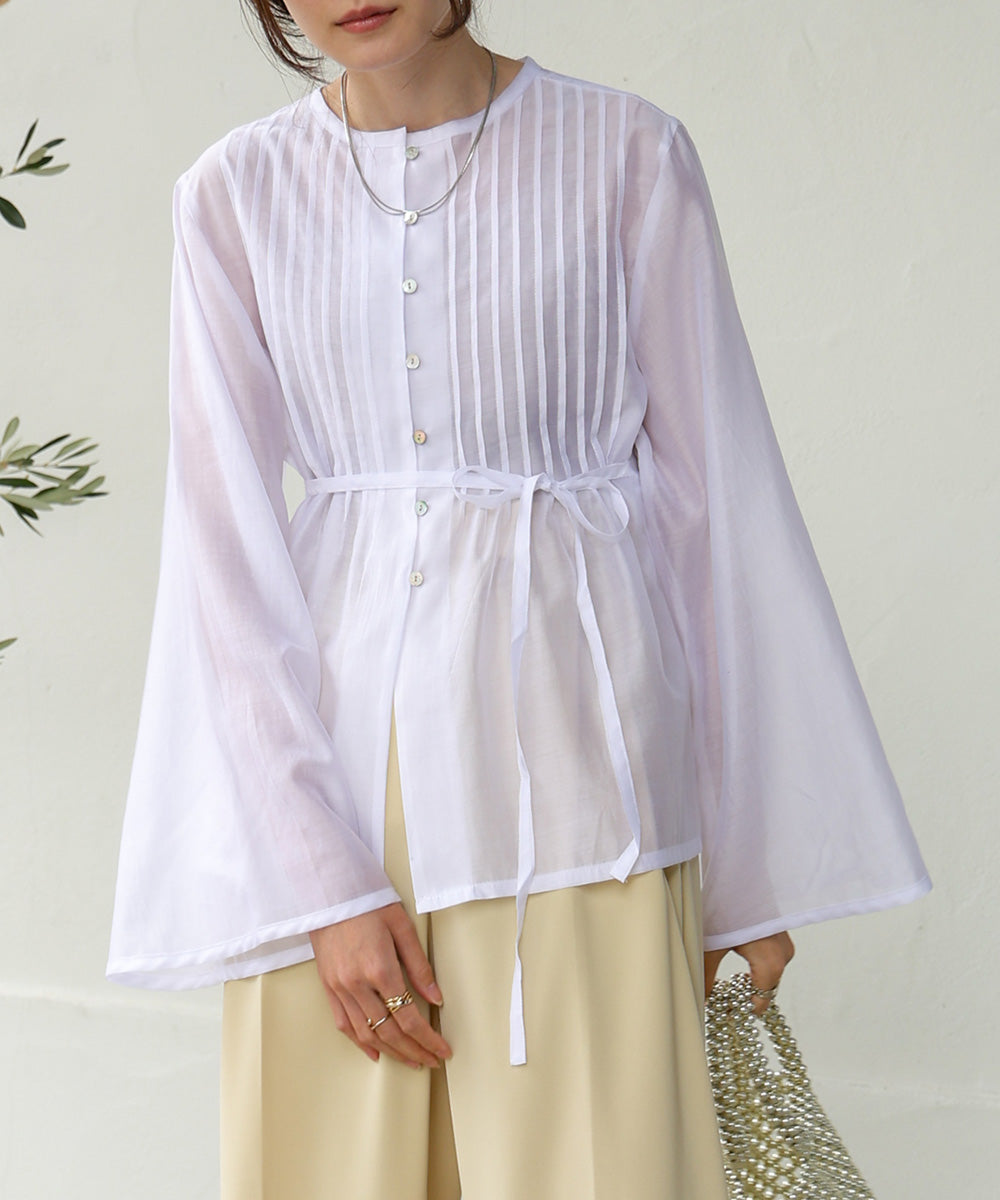 PINTUCK FLARE SLEEVE BLOUSE