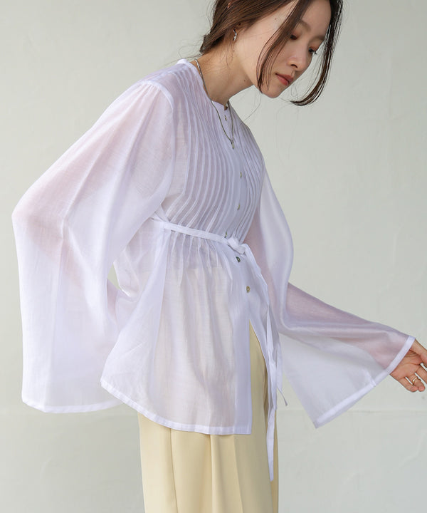 PINTUCK FLARE SLEEVE BLOUSE