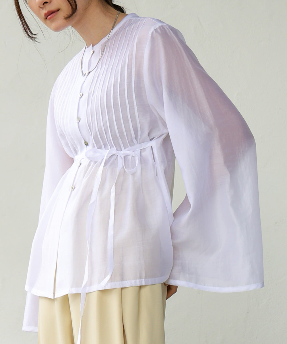 PINTUCK FLARE SLEEVE BLOUSE