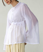 PINTUCK FLARE SLEEVE BLOUSE