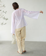 PINTUCK FLARE SLEEVE BLOUSE