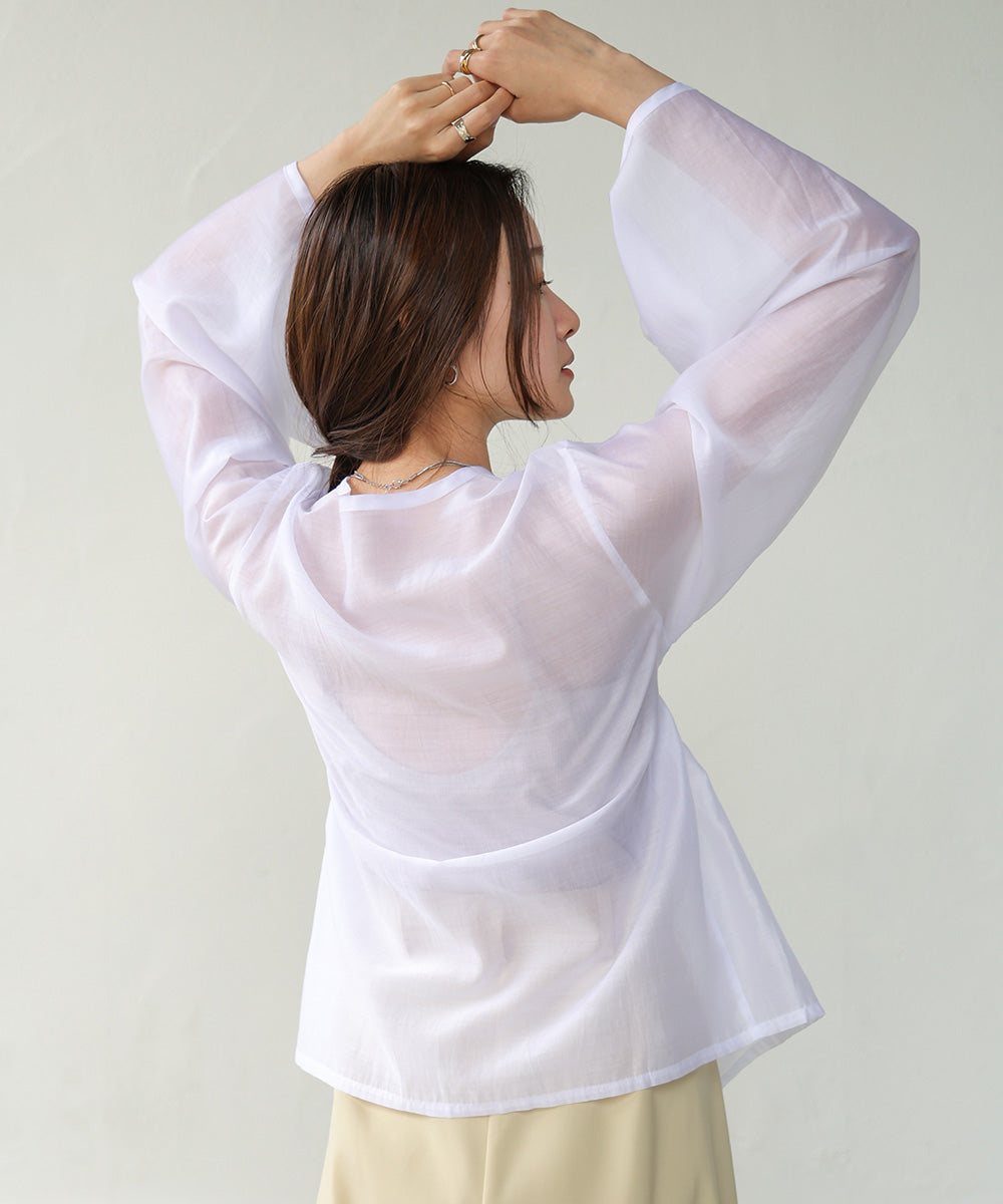 PINTUCK FLARE SLEEVE BLOUSE