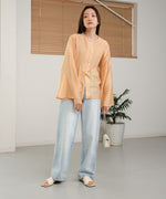 PINTUCK FLARE SLEEVE BLOUSE