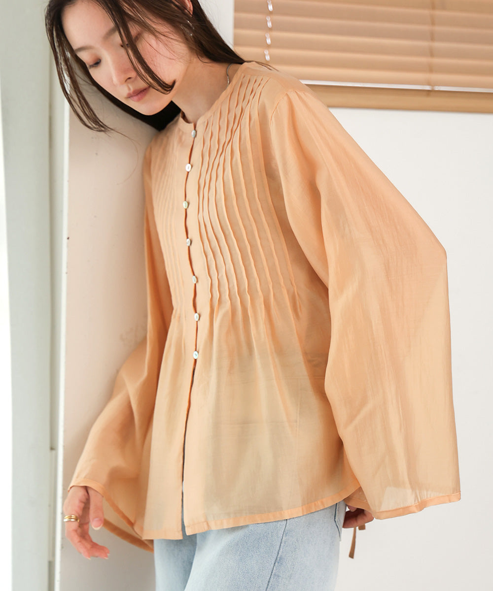 PINTUCK FLARE SLEEVE BLOUSE