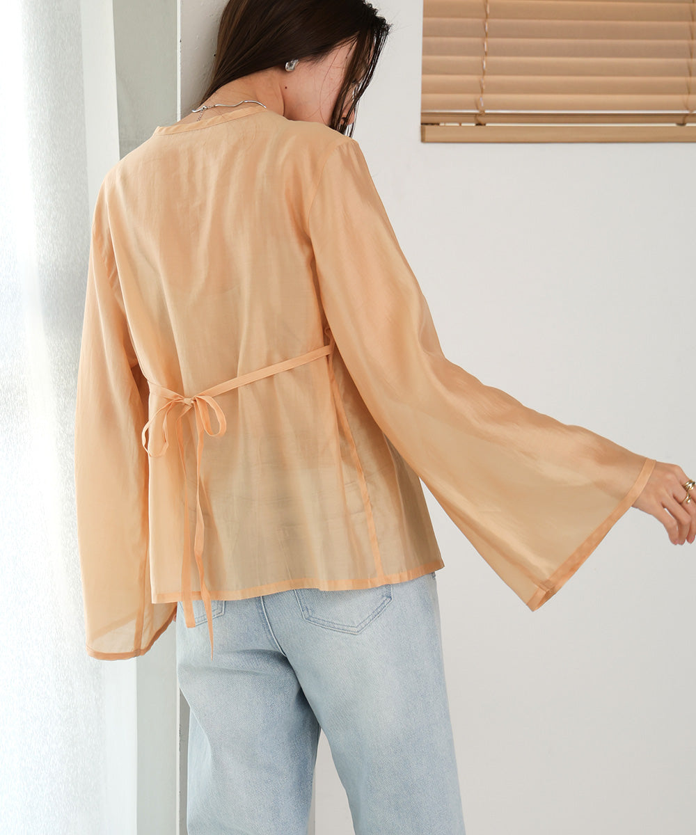PINTUCK FLARE SLEEVE BLOUSE
