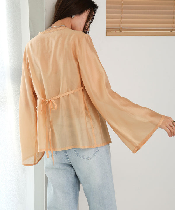 PINTUCK FLARE SLEEVE BLOUSE