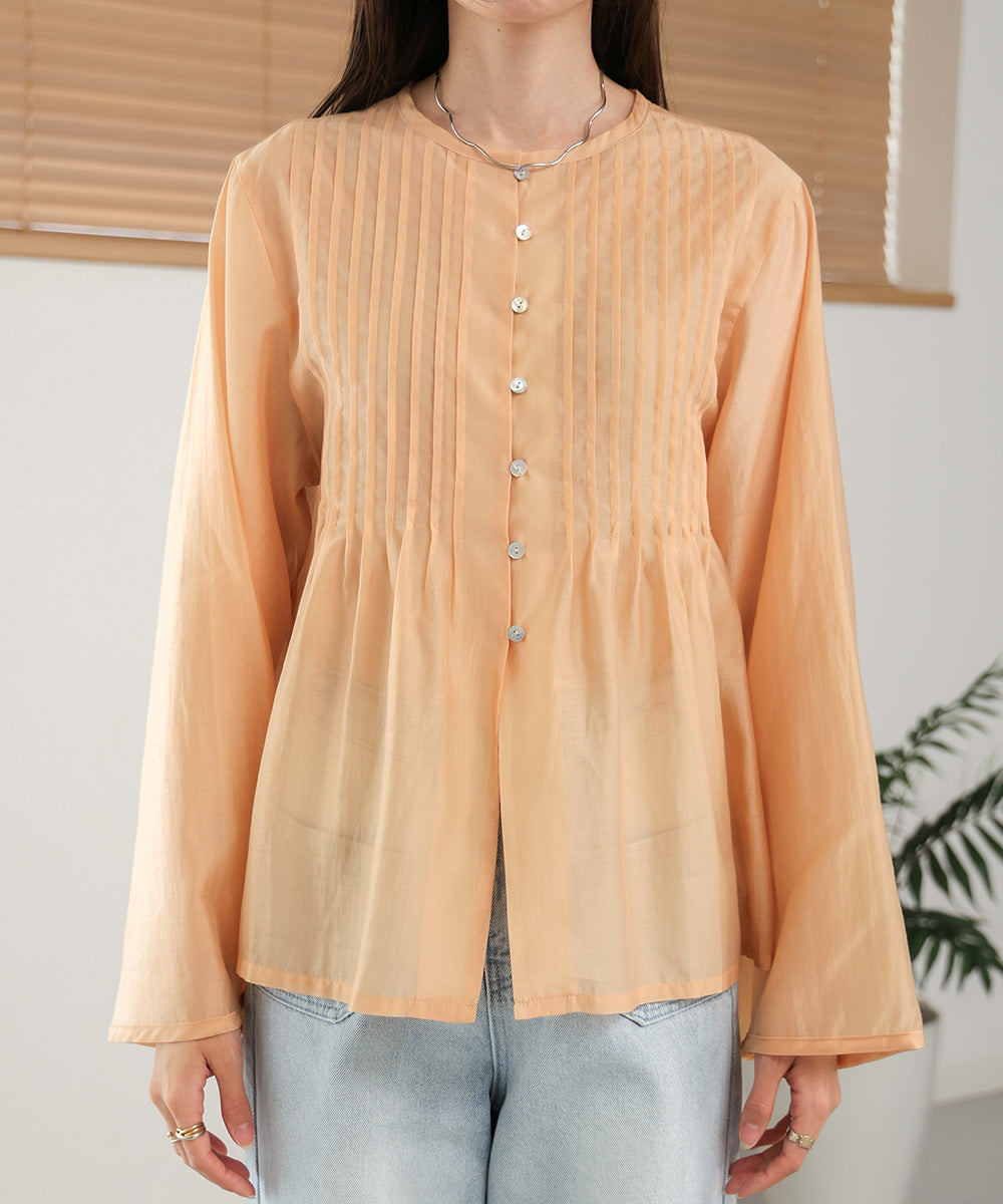 PINTUCK FLARE SLEEVE BLOUSE