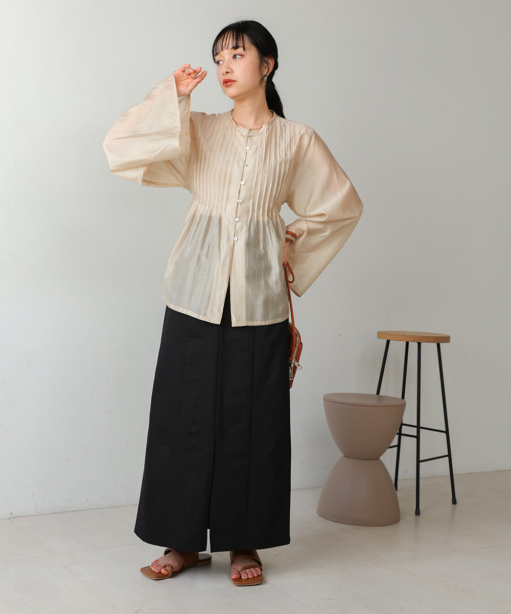 PINTUCK FLARE SLEEVE BLOUSE