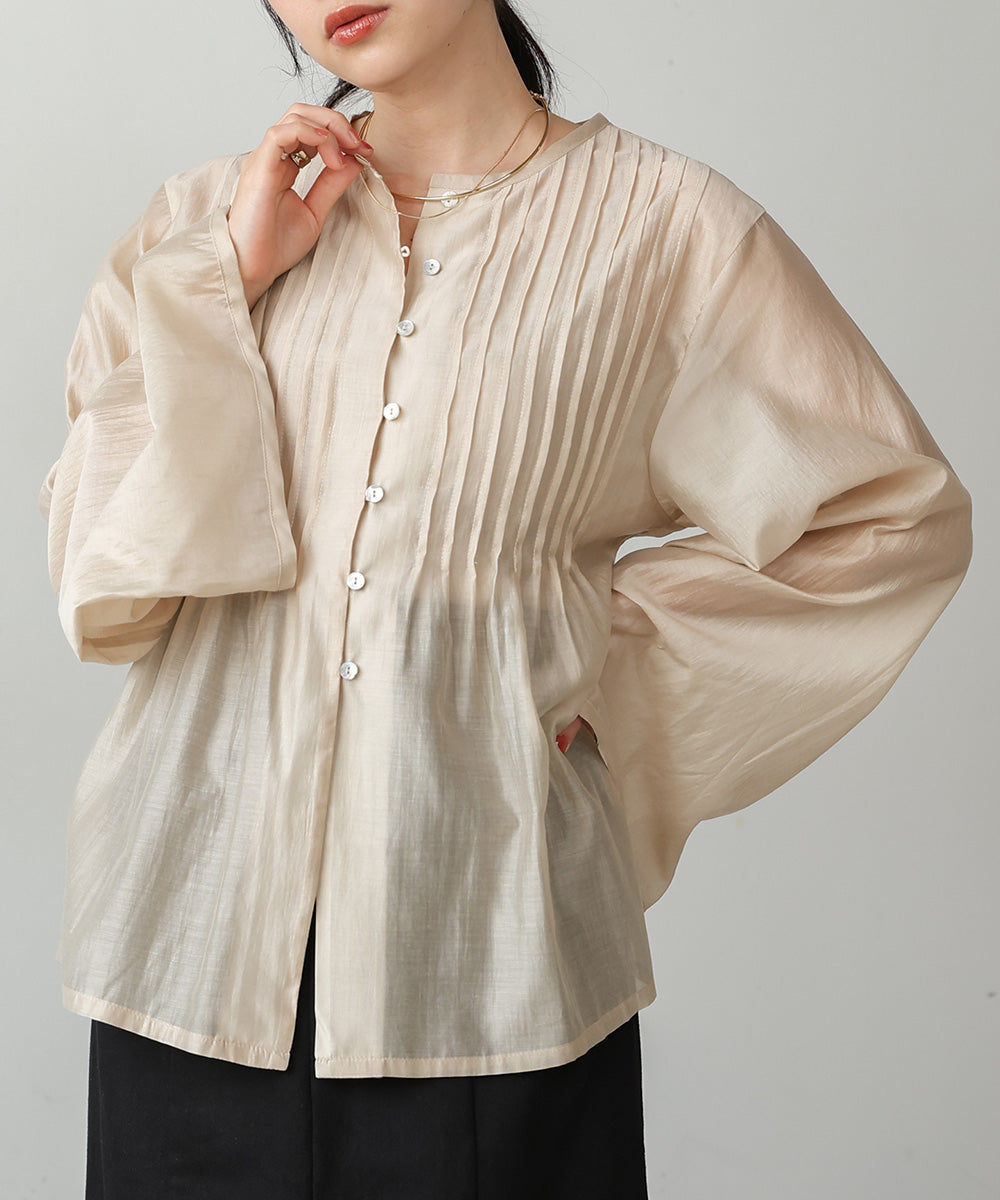 PINTUCK FLARE SLEEVE BLOUSE