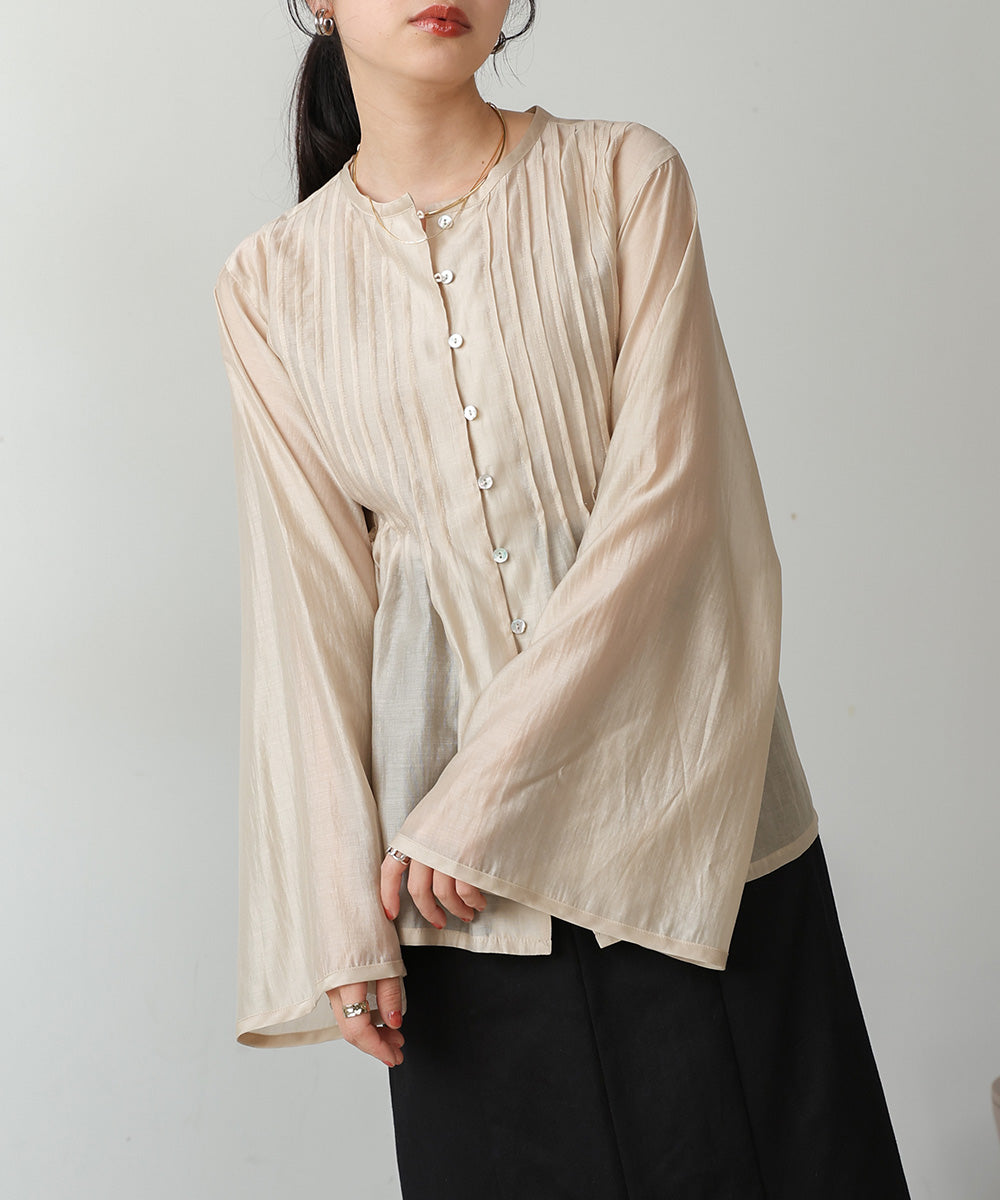 PINTUCK FLARE SLEEVE BLOUSE