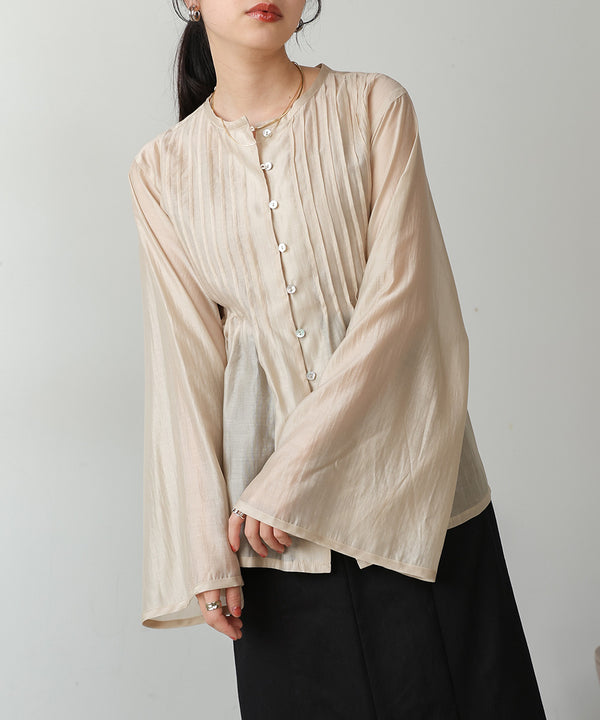 PINTUCK FLARE SLEEVE BLOUSE