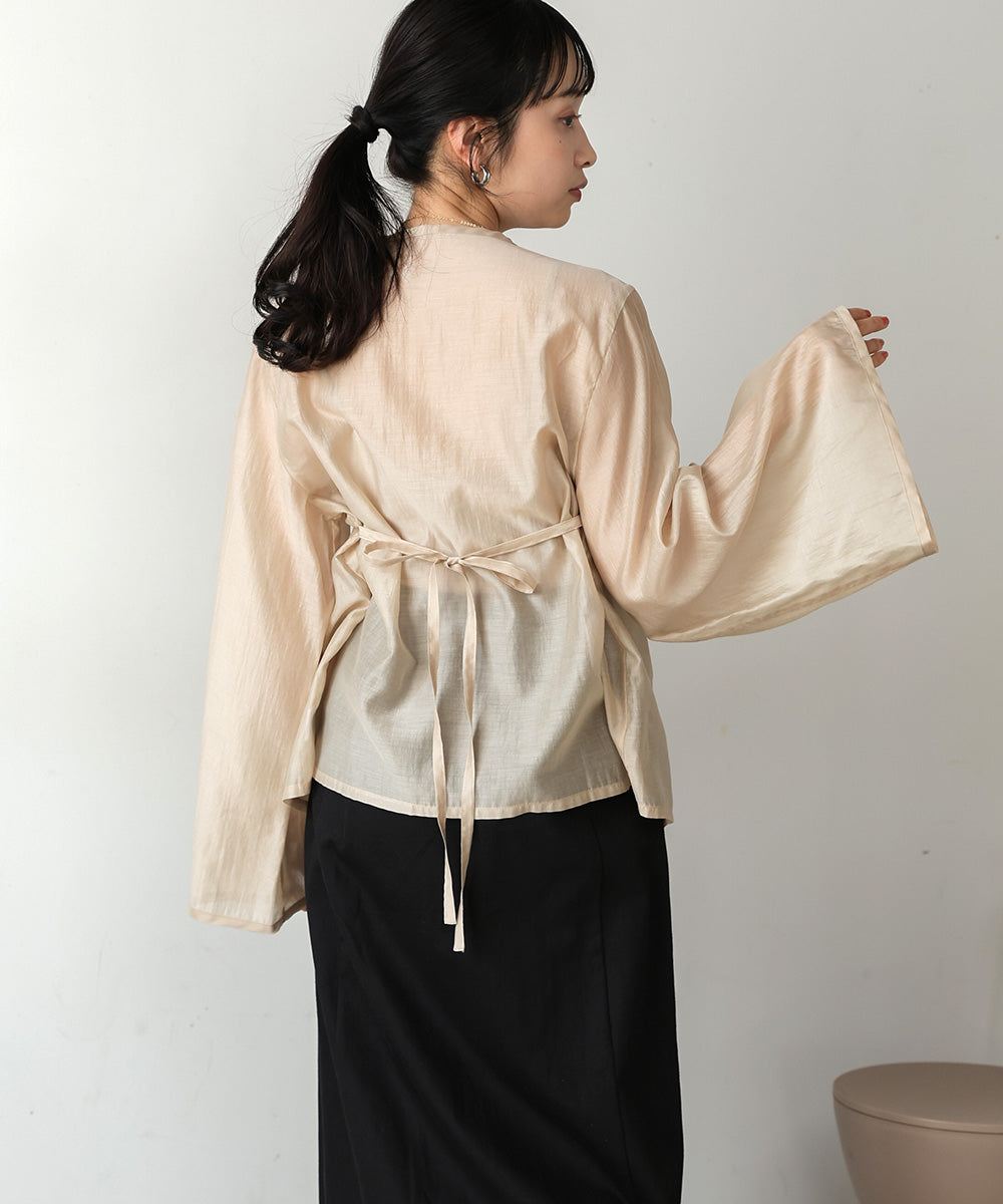 PINTUCK FLARE SLEEVE BLOUSE