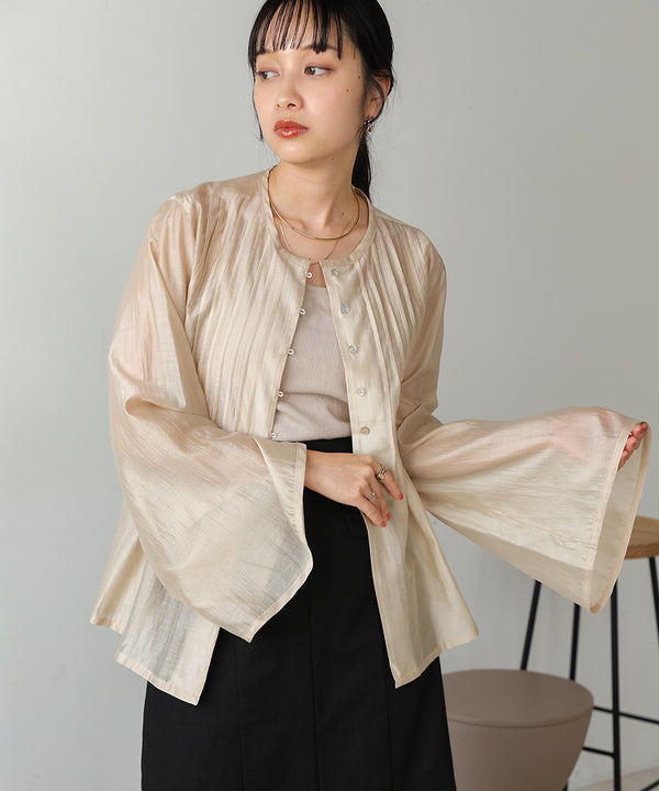 PINTUCK FLARE SLEEVE BLOUSE