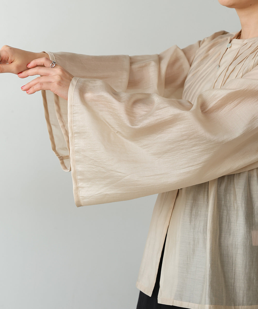 PINTUCK FLARE SLEEVE BLOUSE