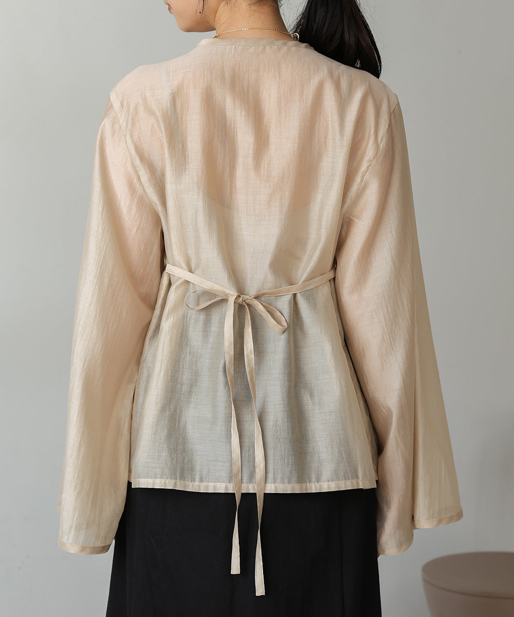 PINTUCK FLARE SLEEVE BLOUSE