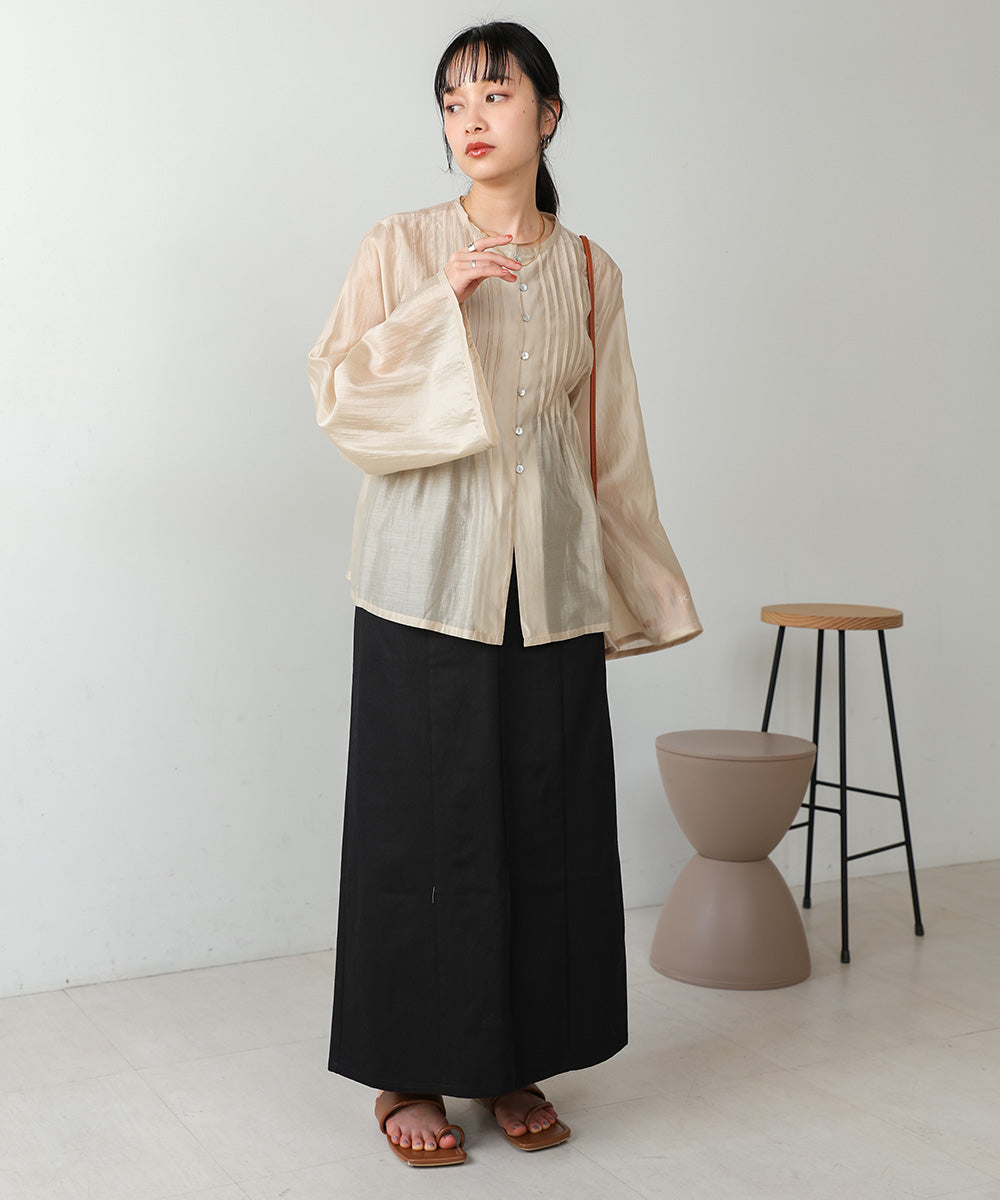 PINTUCK FLARE SLEEVE BLOUSE