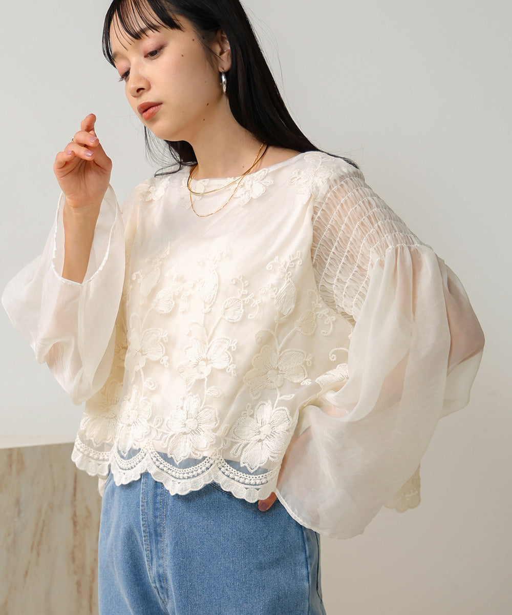 LACE SCALLOPED BLOUSE