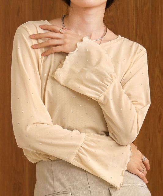 RHINESTONE SHEER TOP