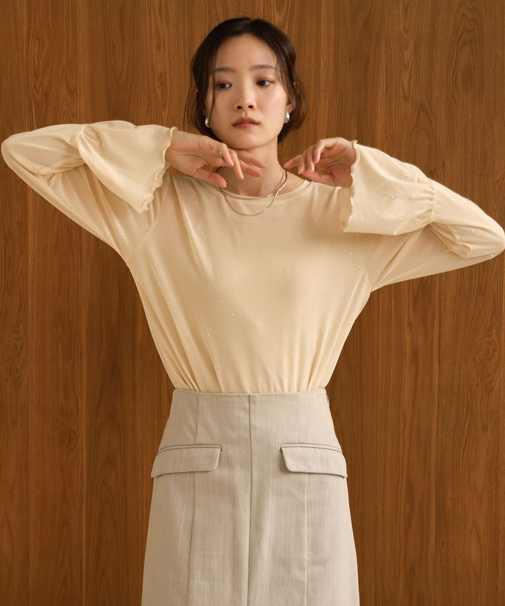 RHINESTONE SHEER TOP