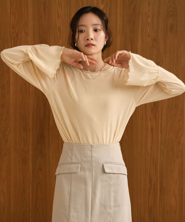 RHINESTONE SHEER TOP