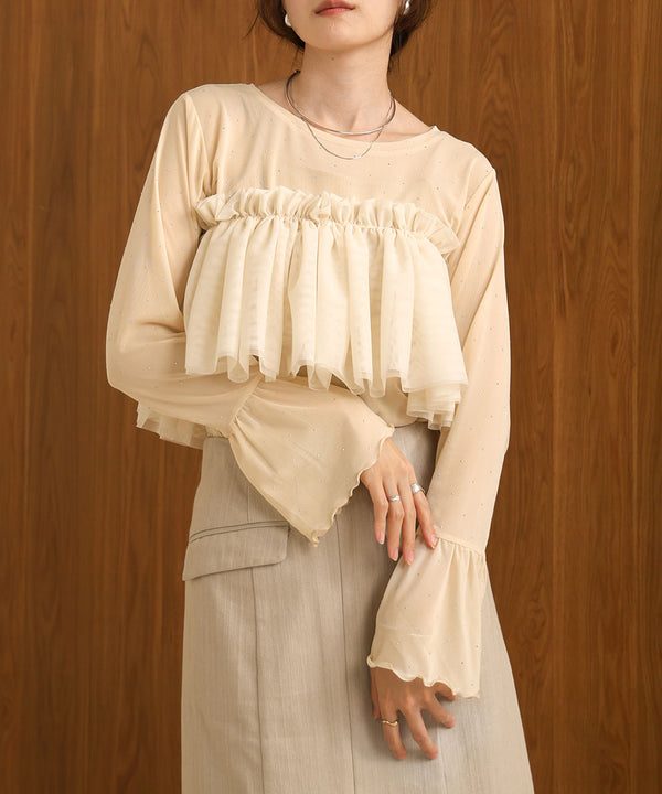 RHINESTONE SHEER TOP