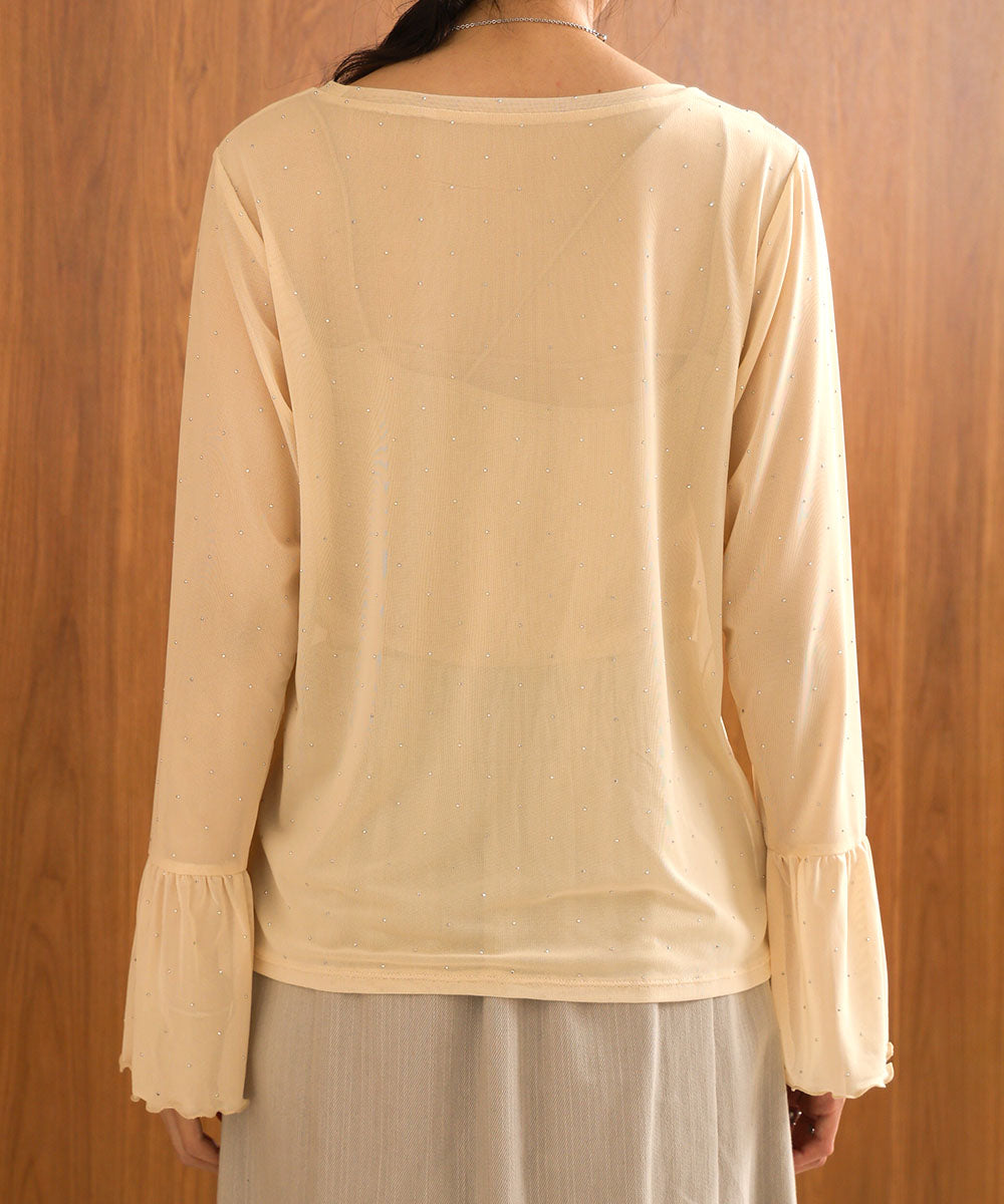 RHINESTONE SHEER TOP
