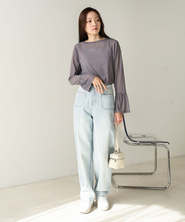 RHINESTONE SHEER TOP