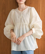 2way sleeve volume ribbon blouse