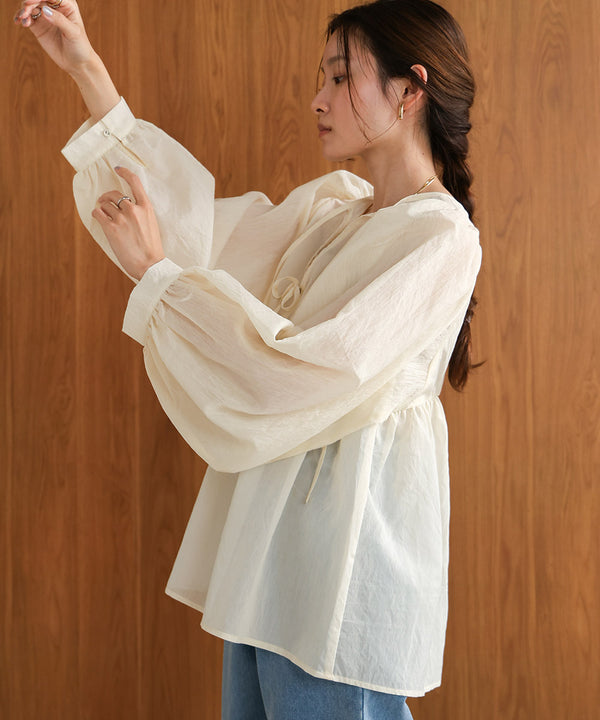 2way sleeve volume ribbon blouse