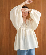 2way sleeve volume ribbon blouse